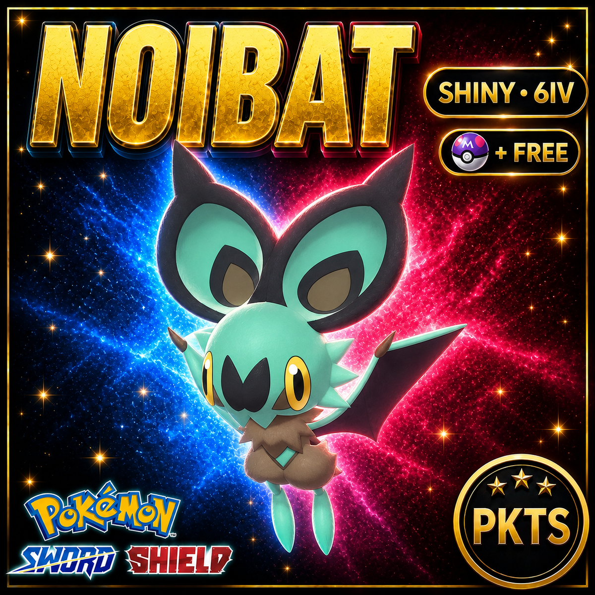 Shiny Noibat Pokémon Sword Shield 6IV PKTS Image 1
