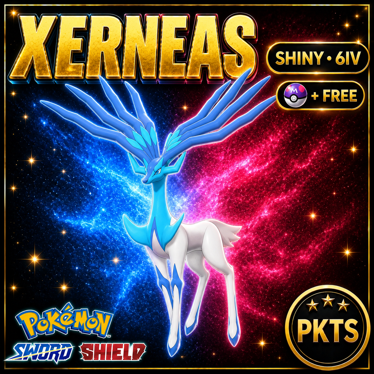 Shiny Xerneas Pokémon Sword Shield 6IV PKTS Image 1