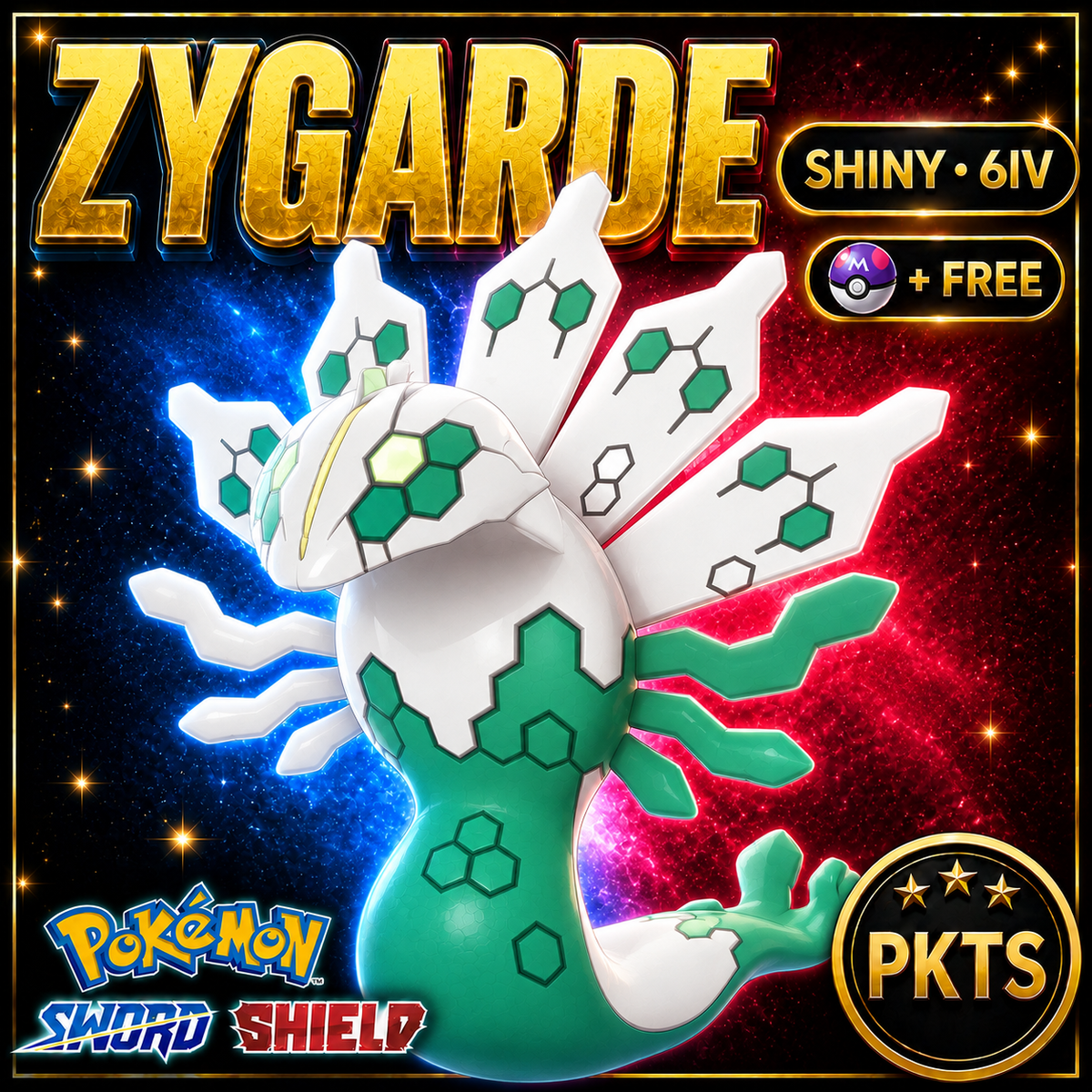 Shiny Zygarde Pokémon Sword Shield 6IV PKTS Image 1
