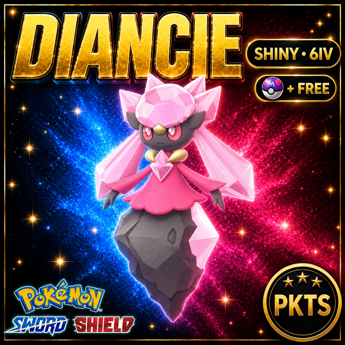 Shiny Diancie Pokémon Sword Shield 6IV PKTS Image 1