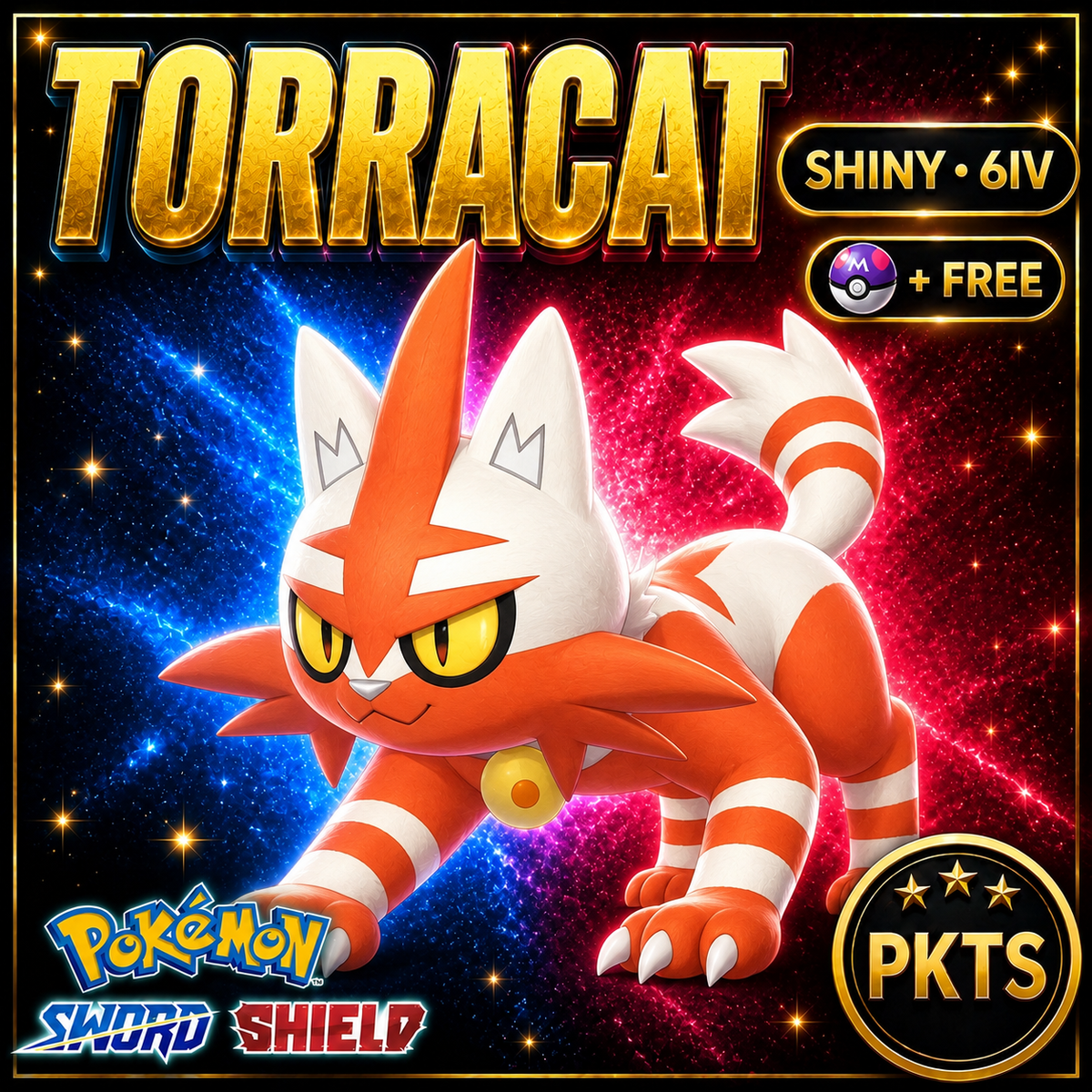 Shiny Torracat Pokémon Sword Shield 6IV PKTS Image 1