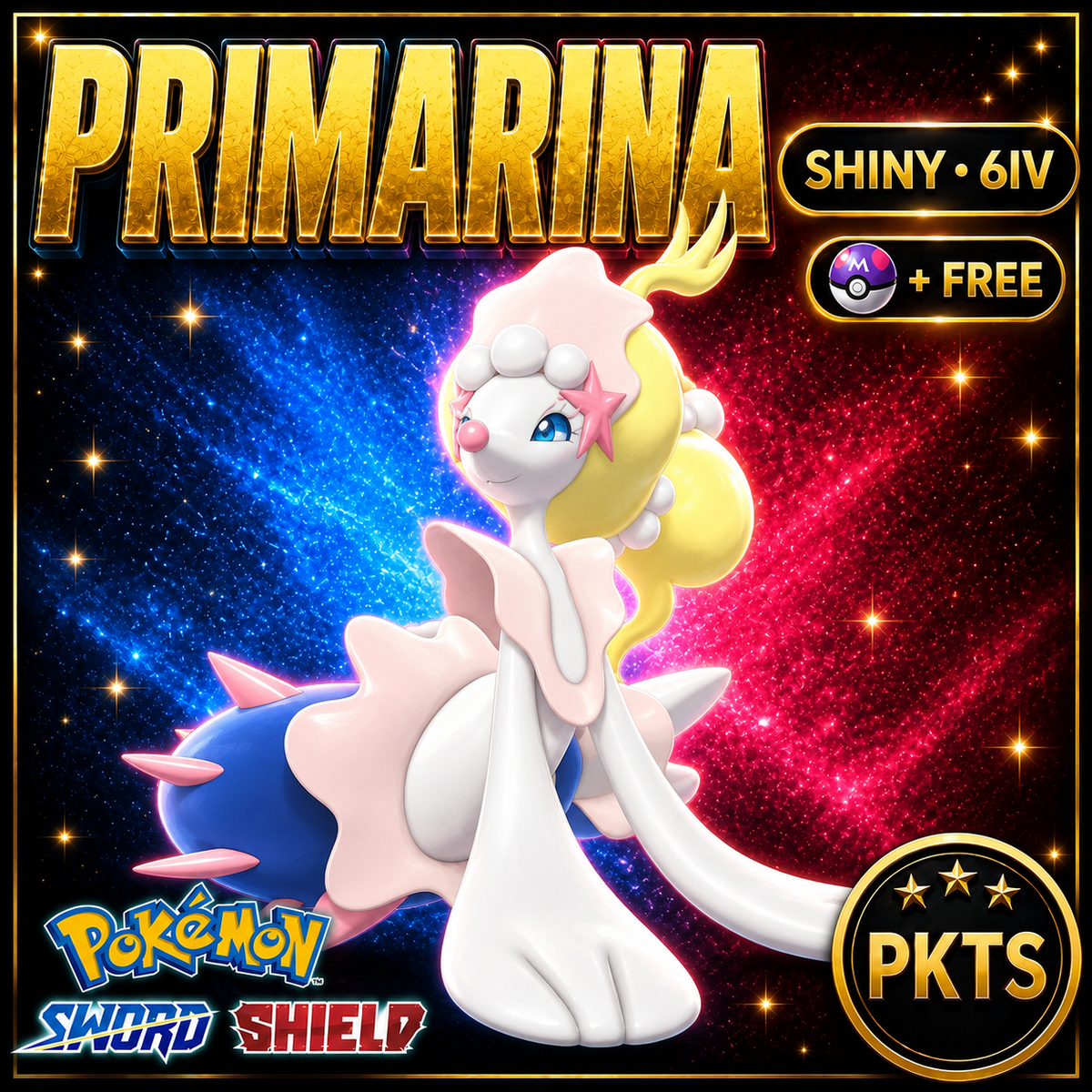 Shiny Primarina Pokémon Sword Shield 6IV PKTS Image 1