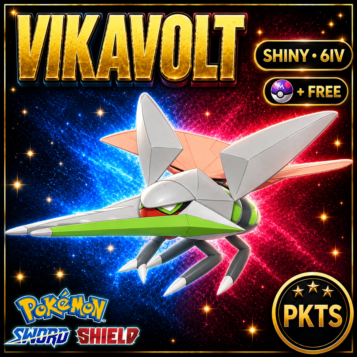 Shiny Vikavolt Pokémon Sword Shield 6IV PKTS Image 1