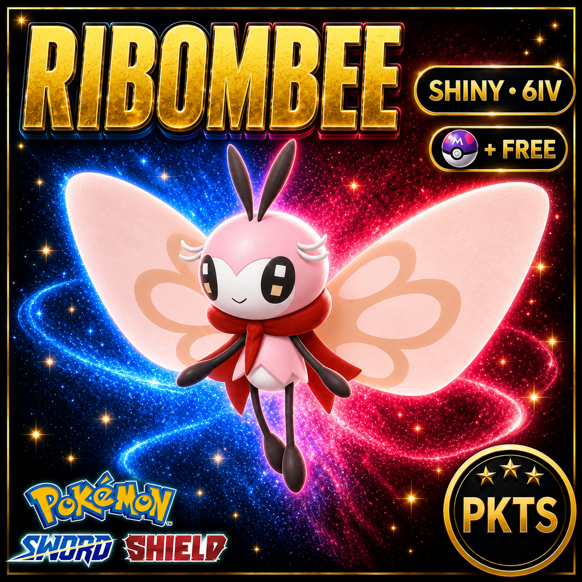 Shiny Ribombee Pokémon Sword Shield 6IV PKTS Image 1