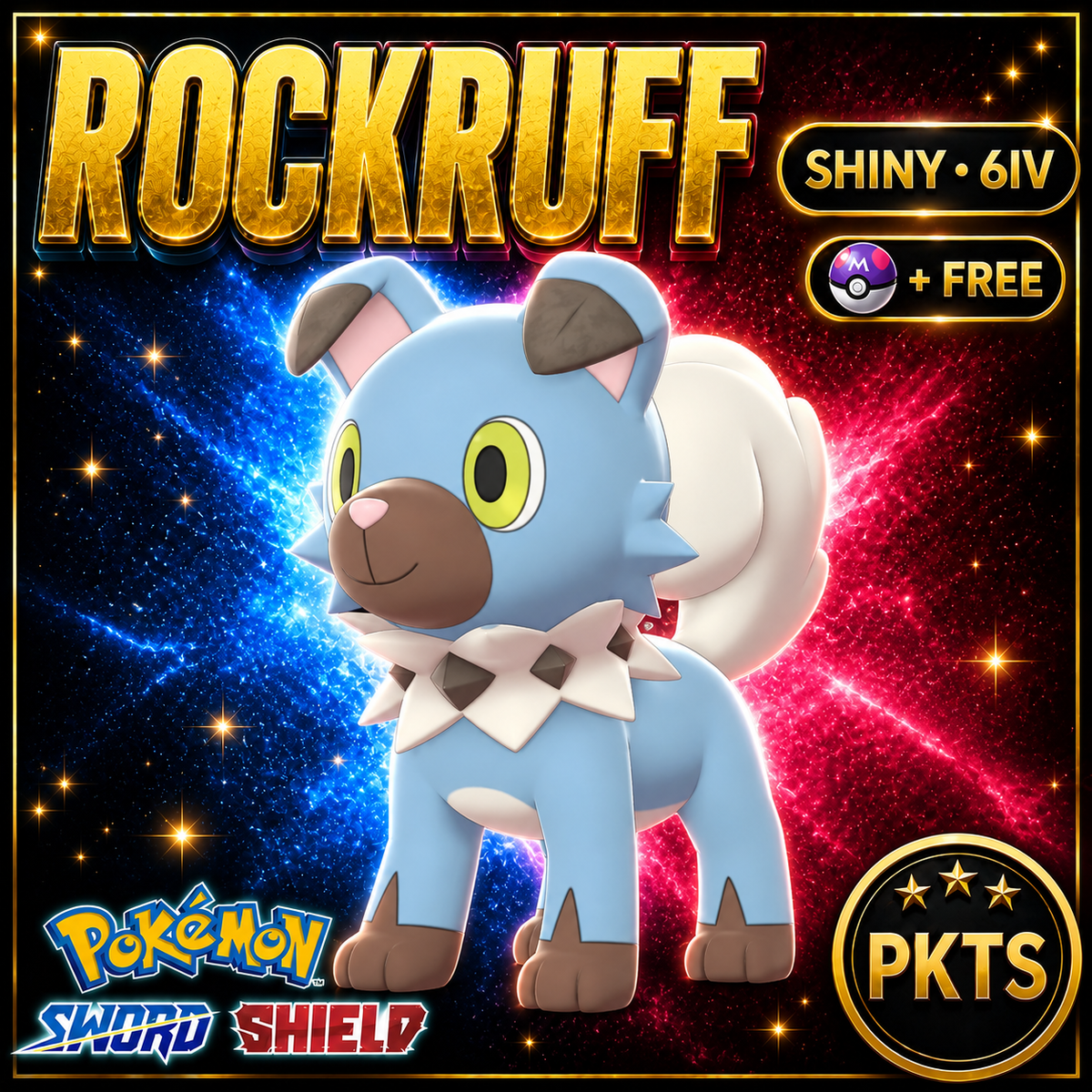Shiny Rockruff Pokémon Sword Shield 6IV PKTS Image 1