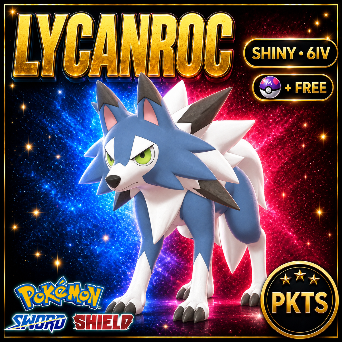 Shiny Lycanroc Pokémon Sword Shield 6IV PKTS Image 1