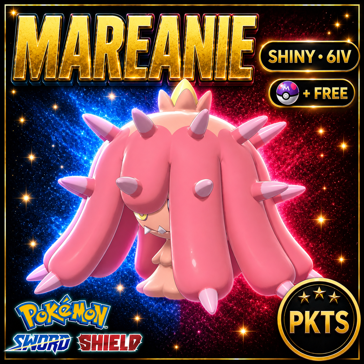 Shiny Mareanie Pokémon Sword Shield 6IV PKTS Image 1