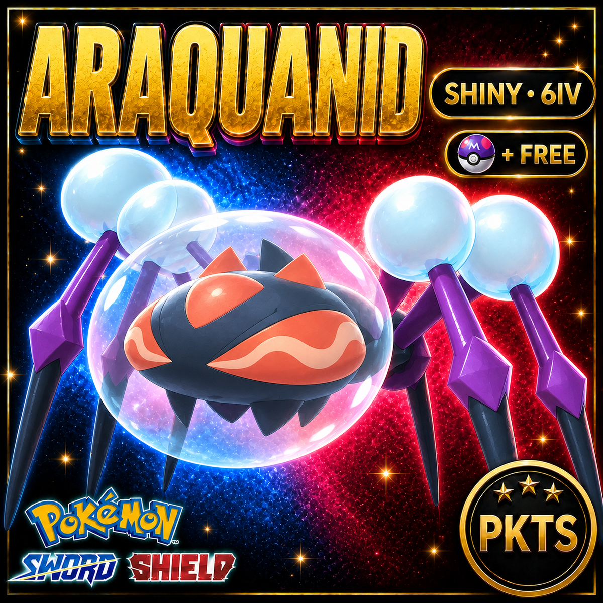 Shiny Araquanid Pokémon Sword Shield 6IV PKTS Image 1