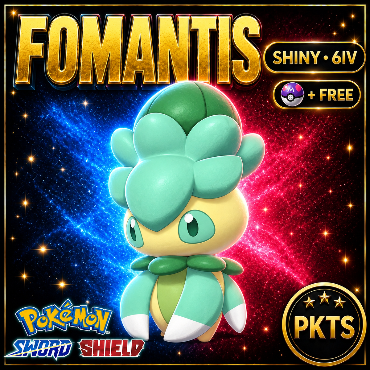 Shiny Fomantis Pokémon Sword Shield 6IV PKTS Image 1