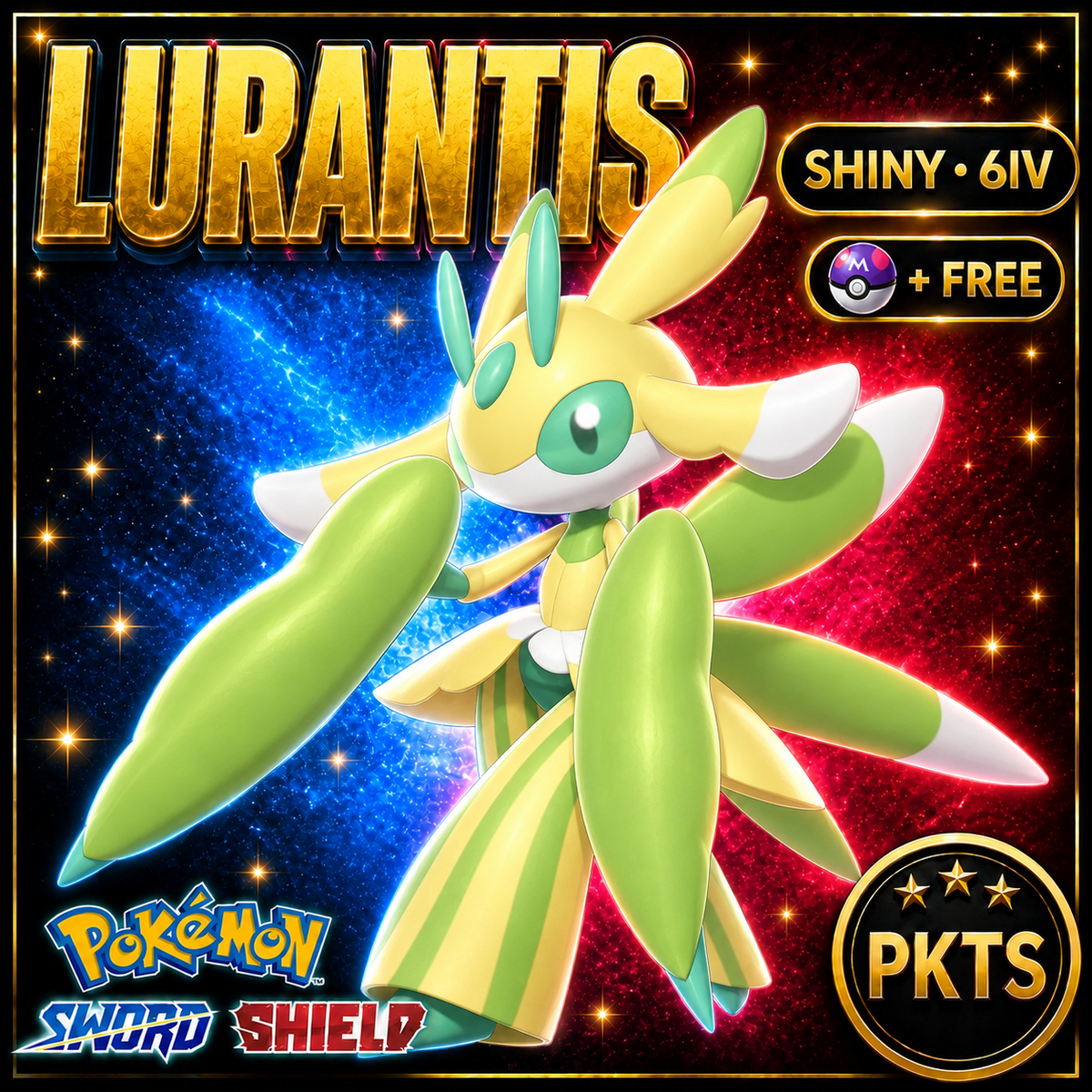 Shiny Lurantis Pokémon Sword Shield 6IV PKTS Image 1