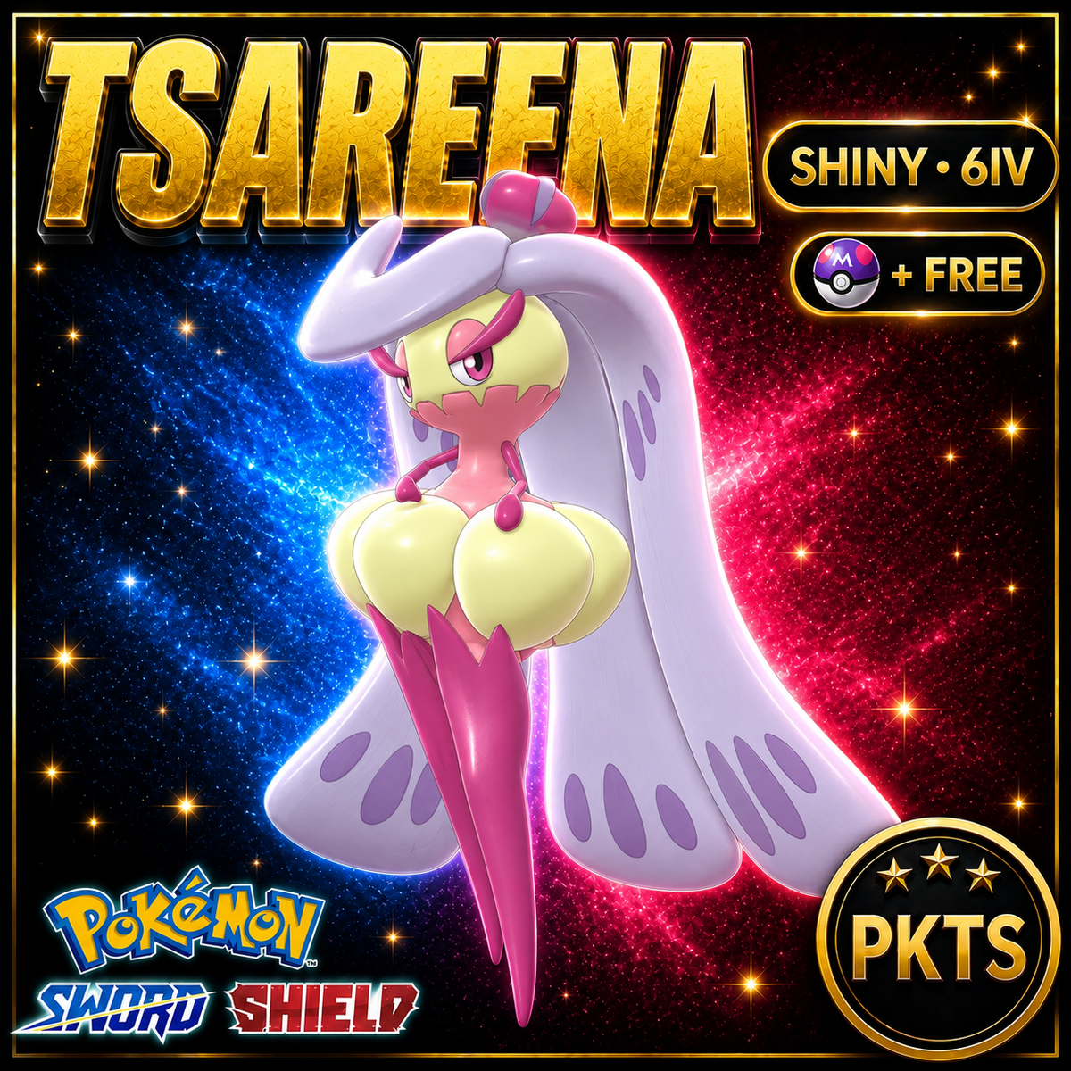 Shiny Tsareena Pokémon Sword Shield 6IV PKTS Image 1