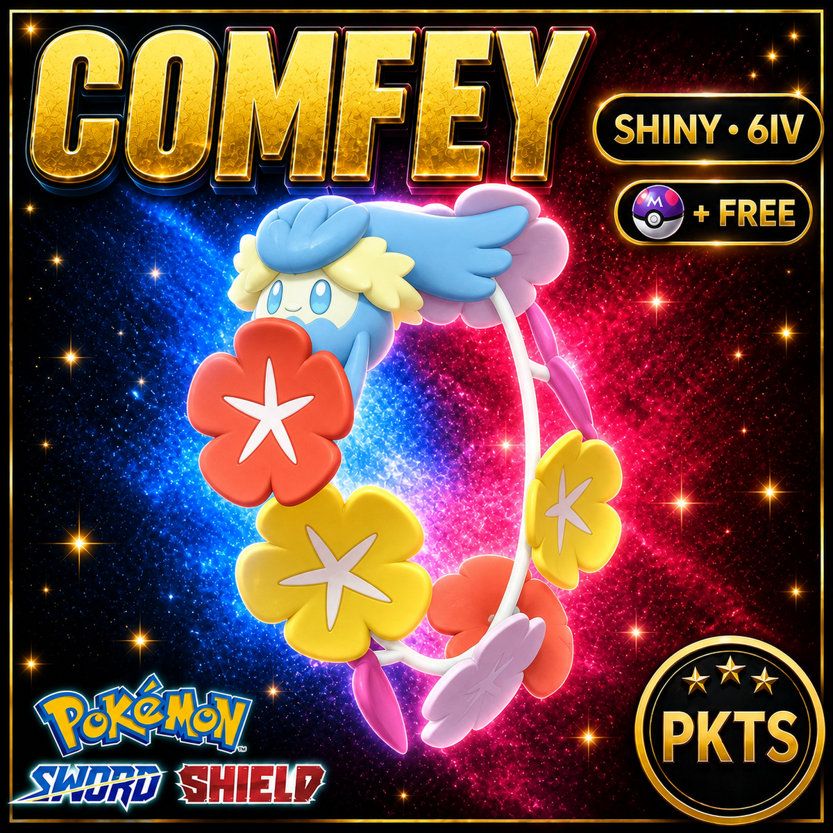 Shiny Comfey Pokémon Sword Shield 6IV PKTS Image 1