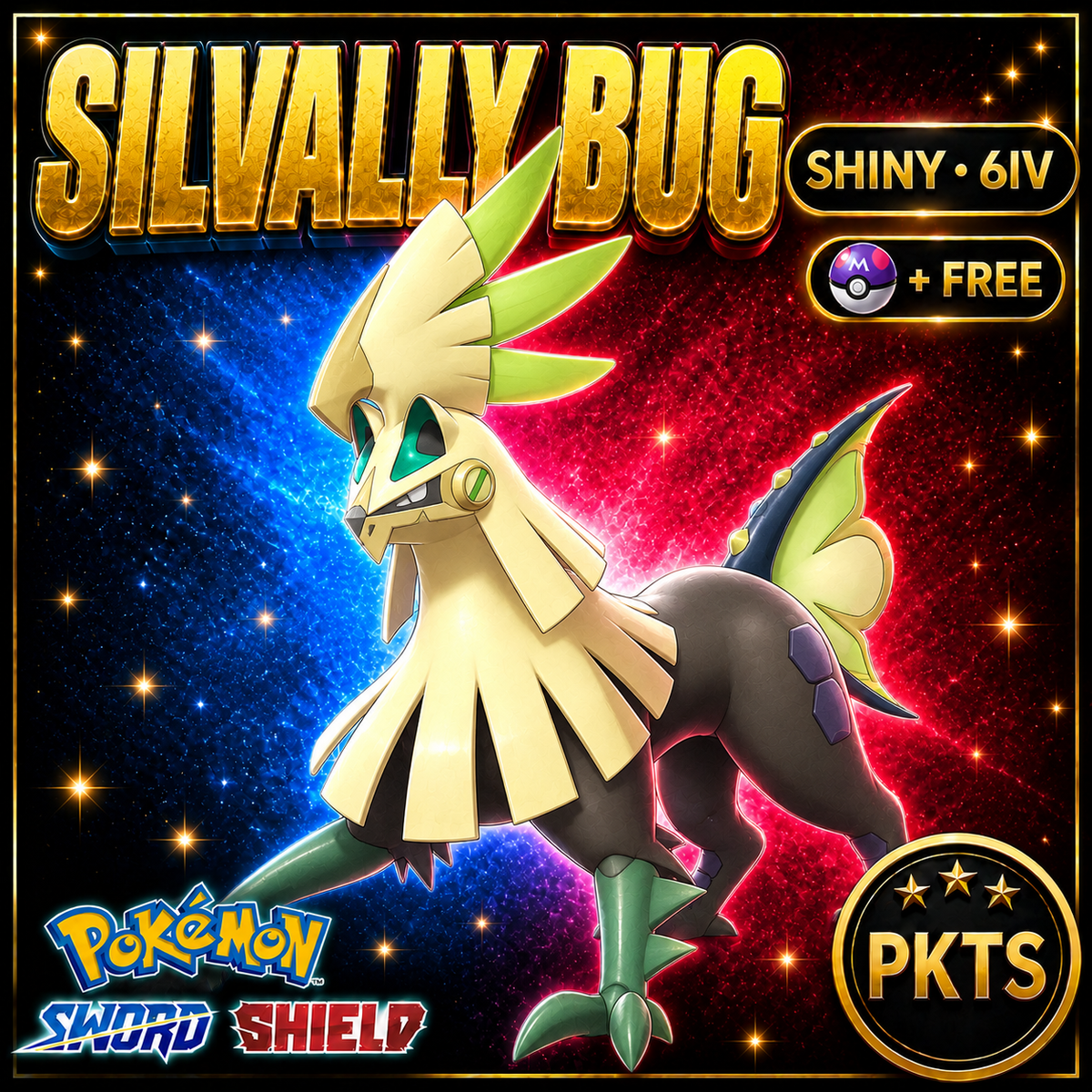 Shiny Silvally Bug Pokémon Sword Shield 6IV PKTS Image 1