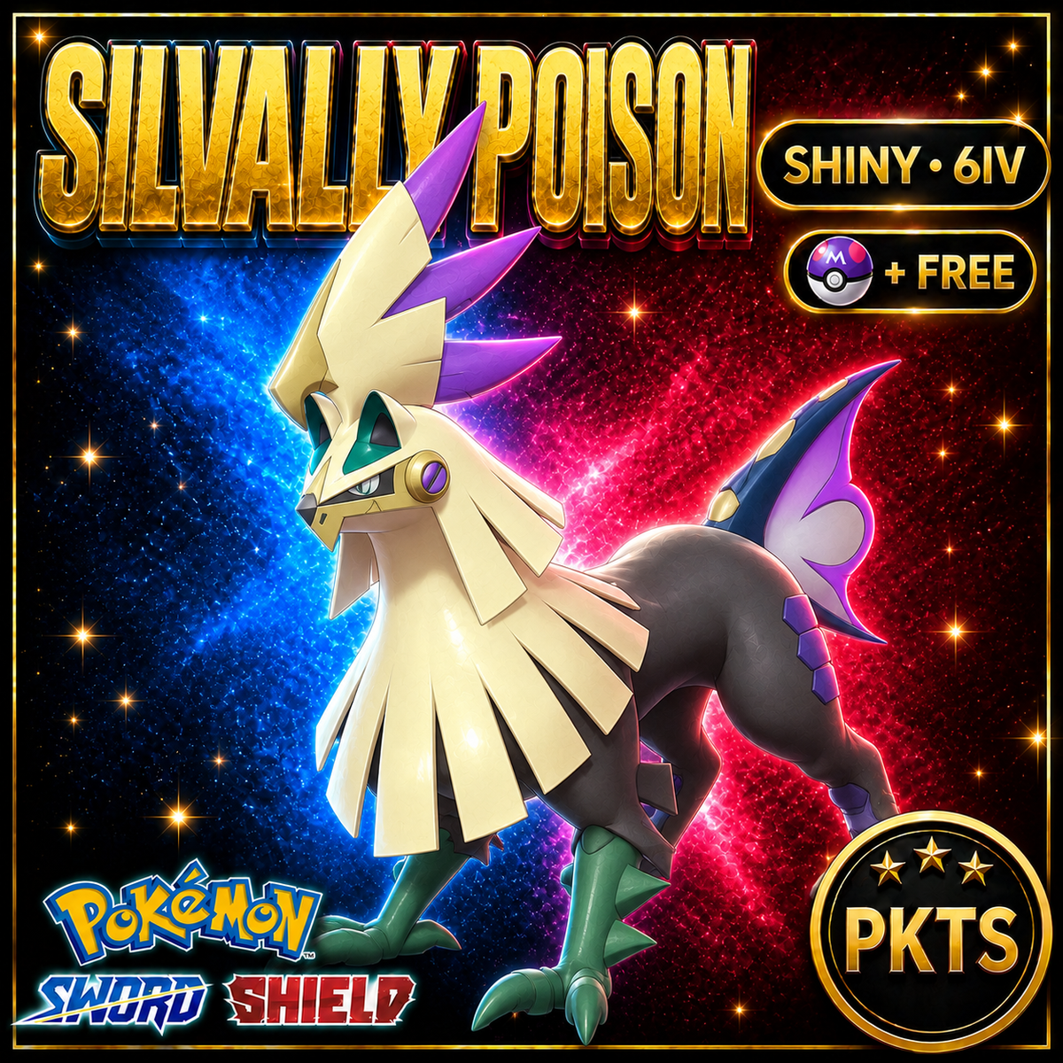 Shiny Silvally Poison Pokémon Sword Shield 6IV PKTS Image 1