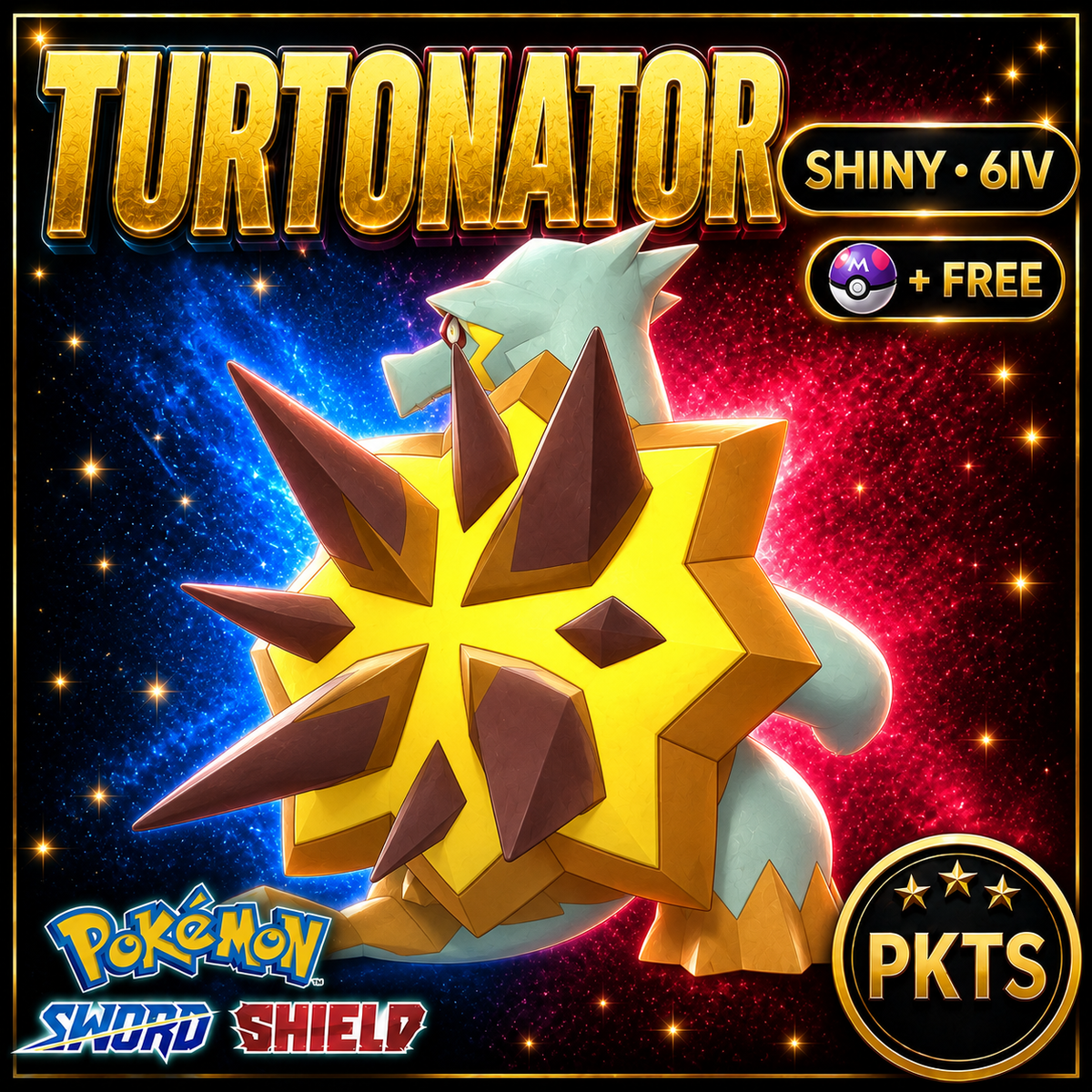 Shiny Turtonator Pokémon Sword Shield 6IV PKTS Image 1