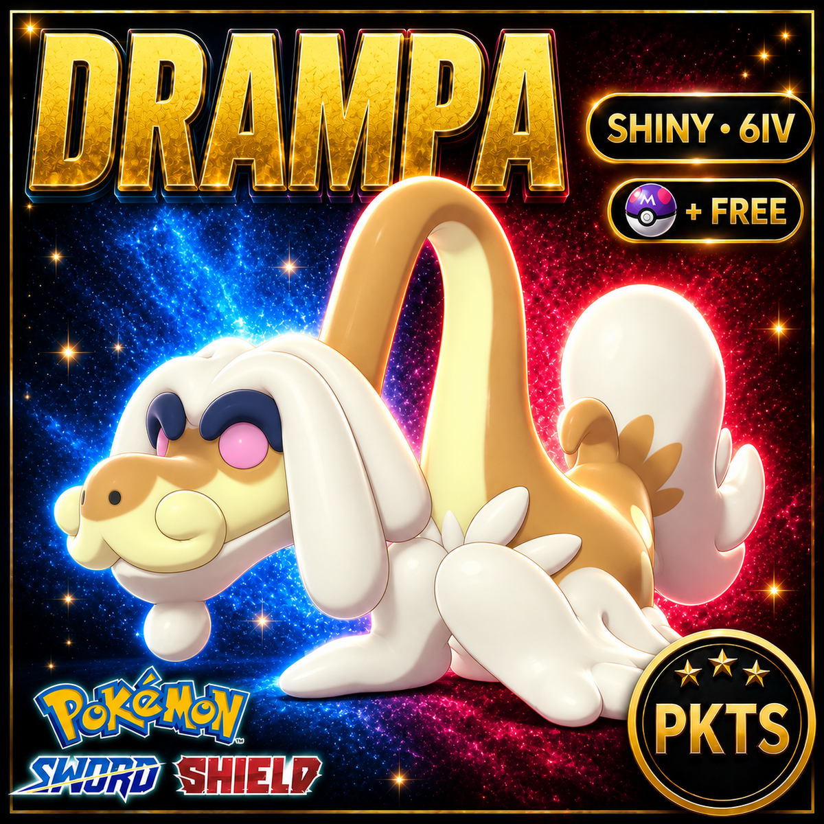 Shiny Drampa Pokémon Sword Shield 6IV PKTS Image 1