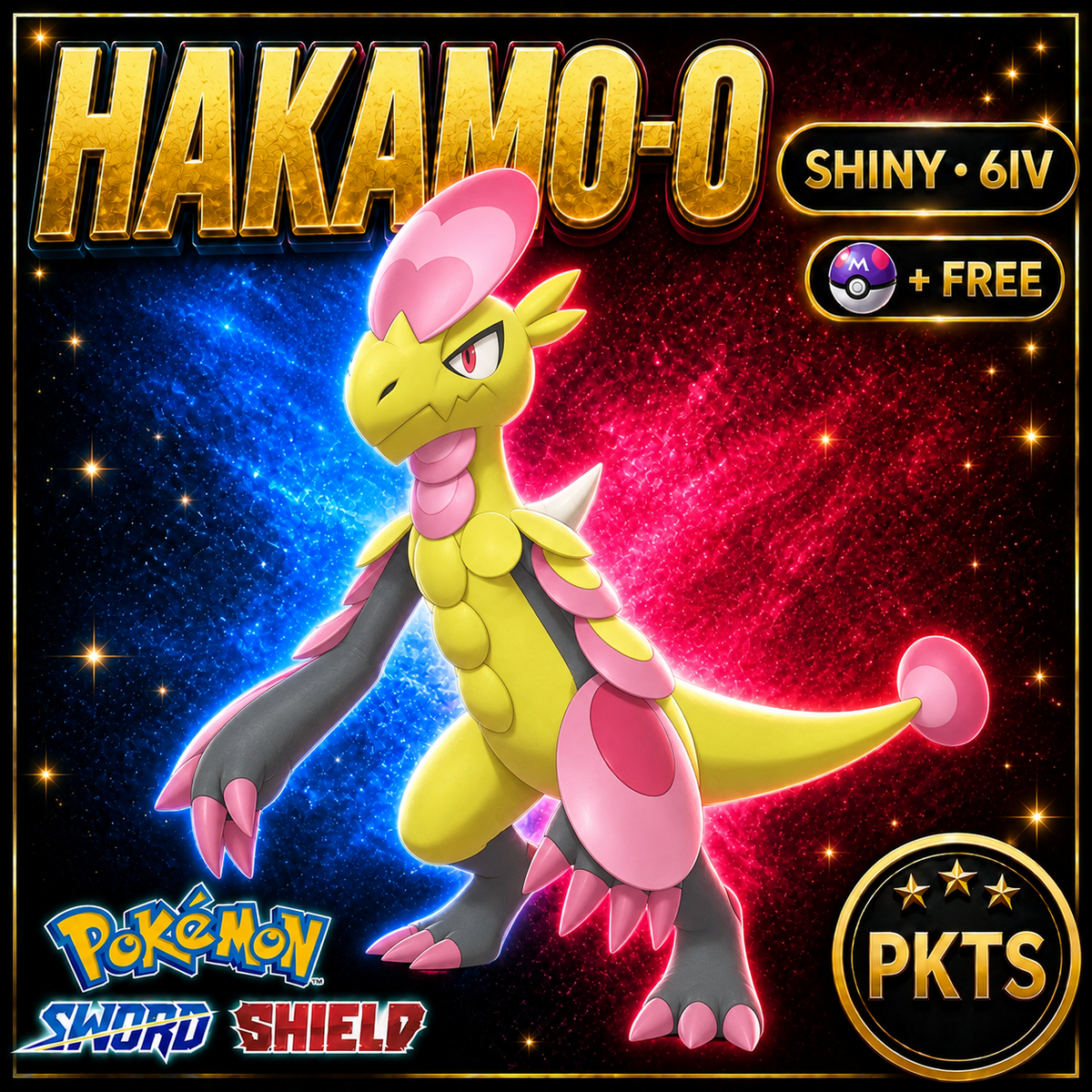 Shiny Hakamo-o Pokémon Sword Shield 6IV PKTS Image 1