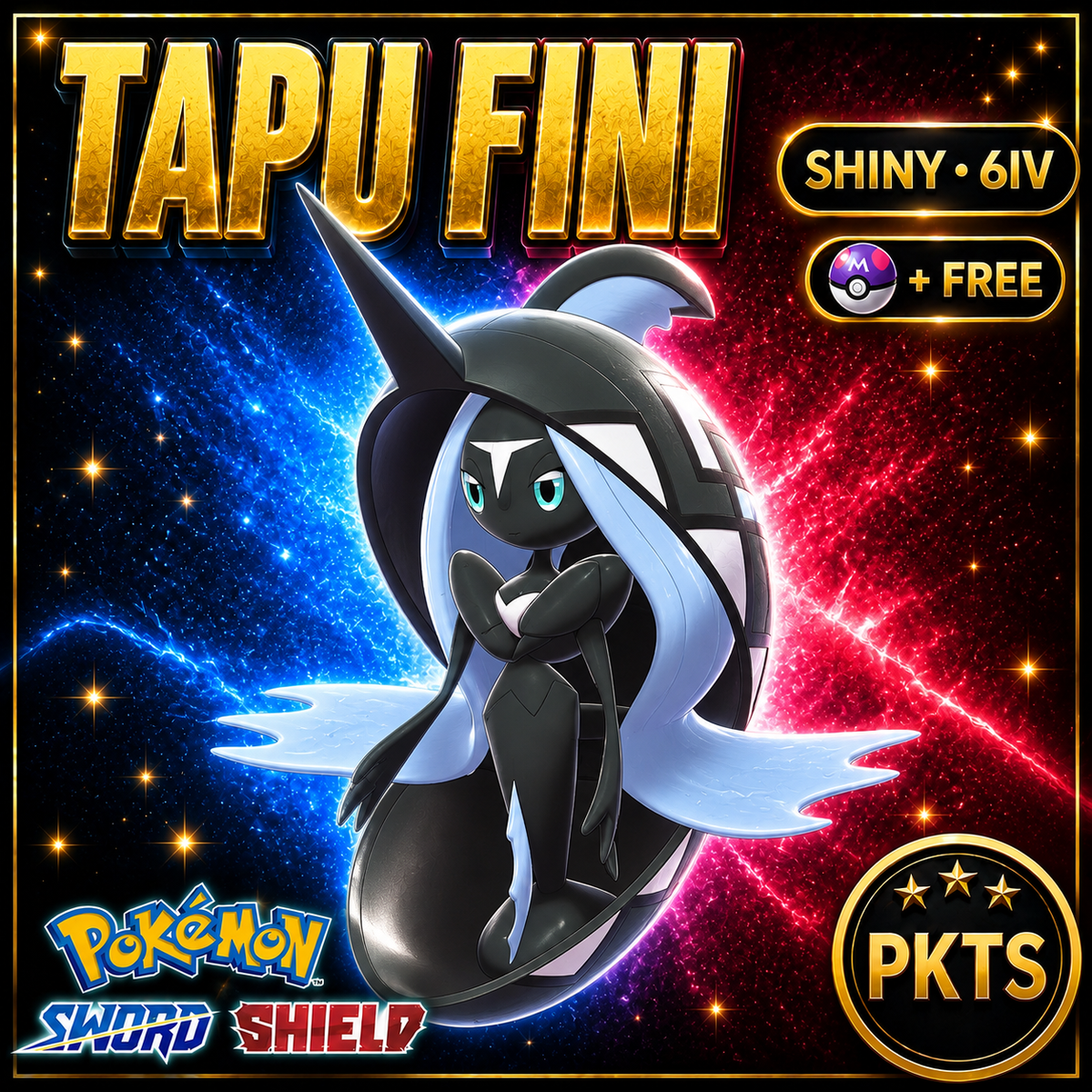 Shiny Tapu Fini Pokémon Sword Shield 6IV PKTS Image 1