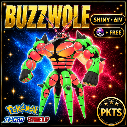 Shiny Buzzwole Pokémon Sword Shield 6IV PKTS Image 1