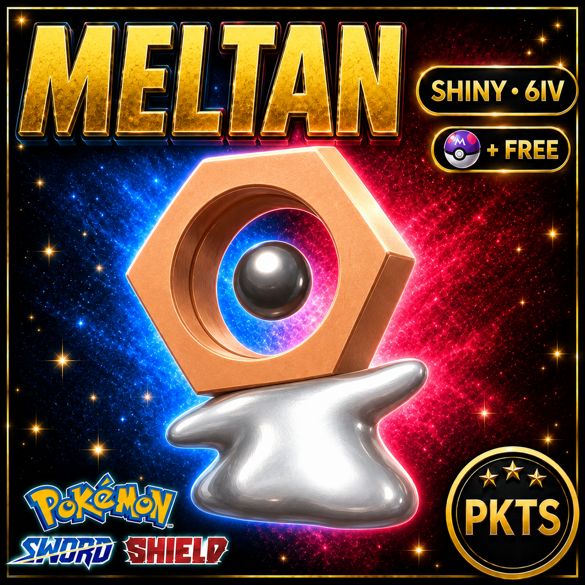 Shiny Meltan Pokémon Sword Shield 6IV PKTS Image 1