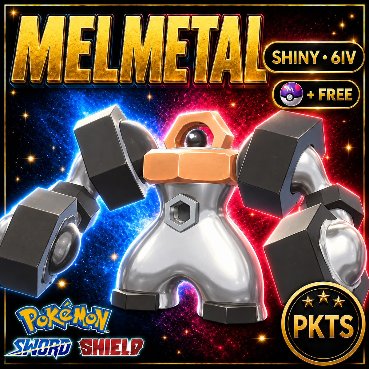 Shiny Melmetal Pokémon Sword Shield 6IV PKTS Image 1