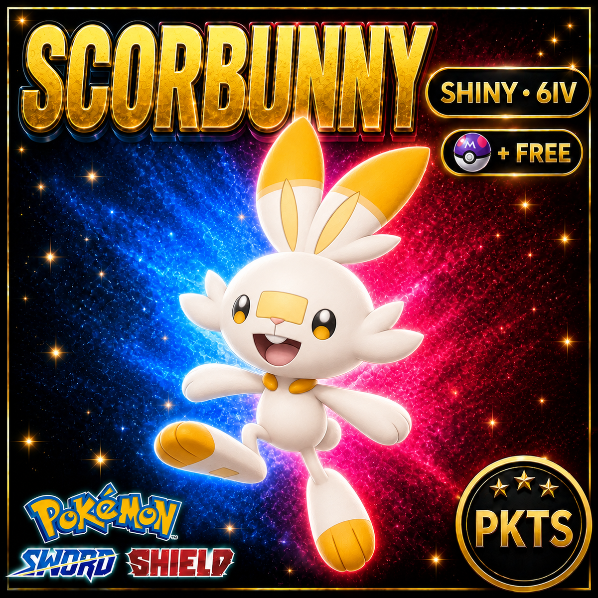 Shiny Scorbunny Pokémon Sword Shield 6IV PKTS Image 1