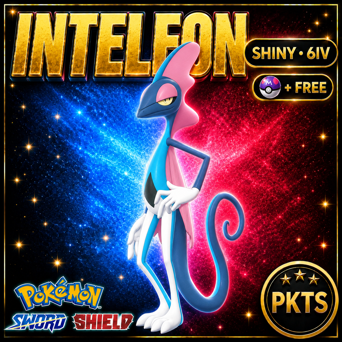Shiny Inteleon Pokémon Sword Shield 6IV PKTS Image 1