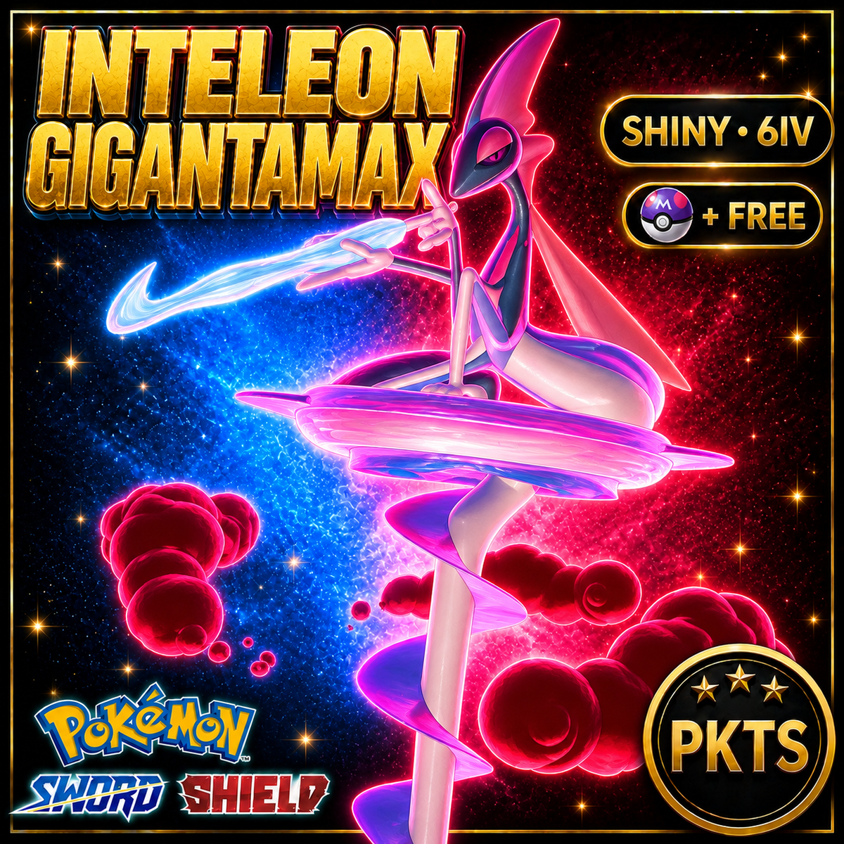 Shiny Inteleon Gigantamax Pokémon Sword Shield 6IV PKTS Image 1