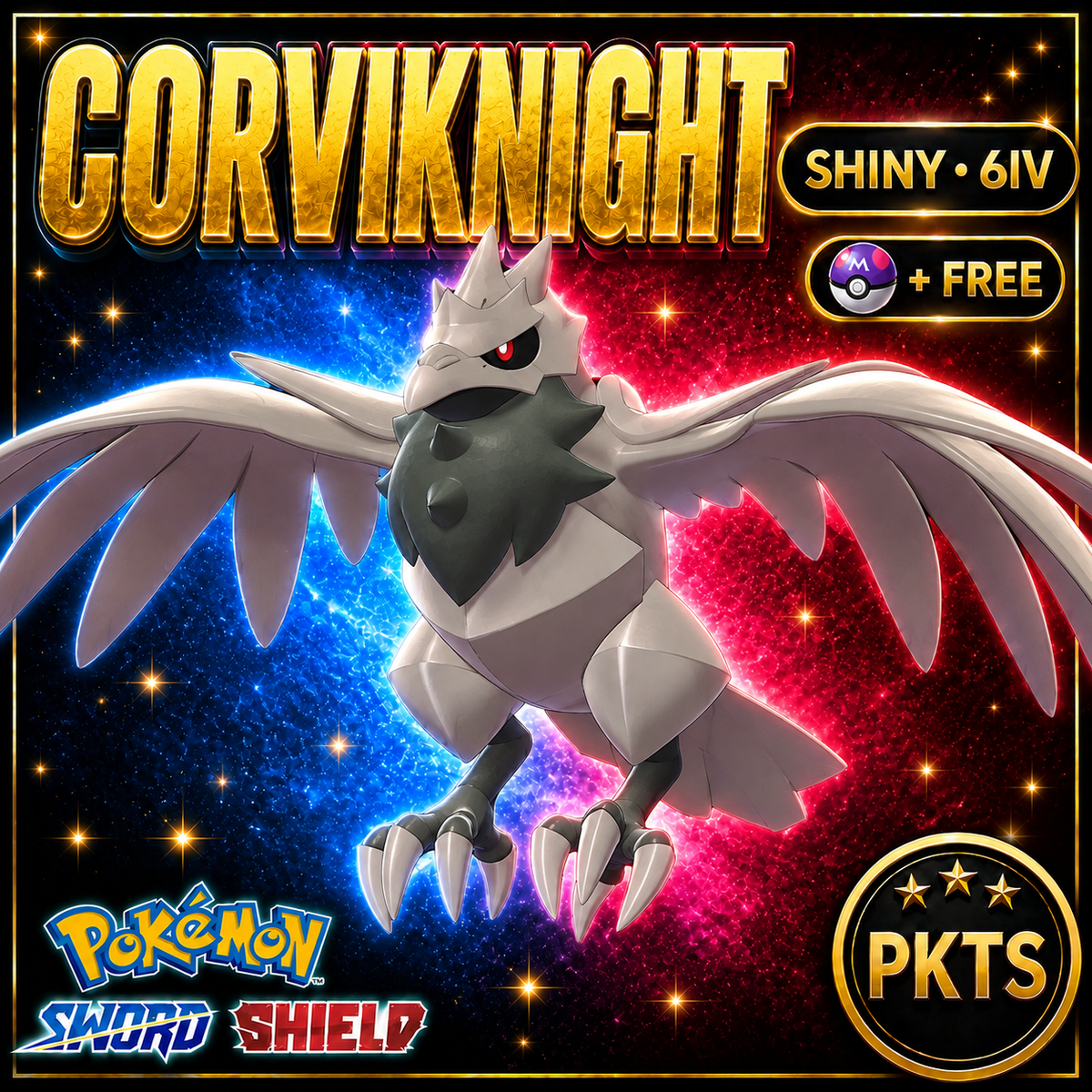 Shiny Corviknight Pokémon Sword Shield 6IV PKTS Image 1