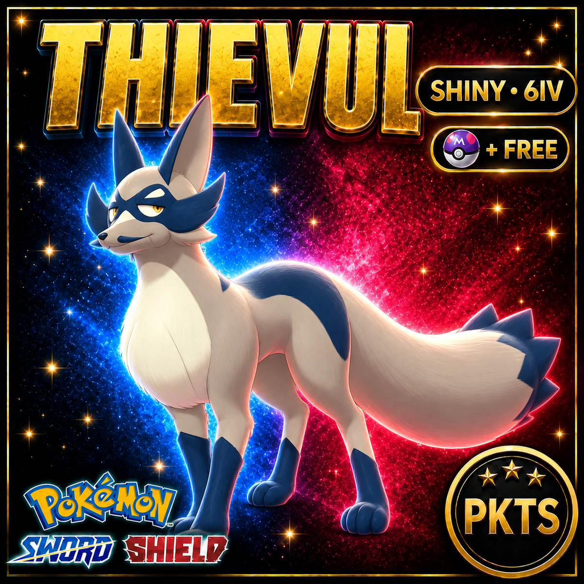 Shiny Thievul Pokémon Sword Shield 6IV PKTS Image 1