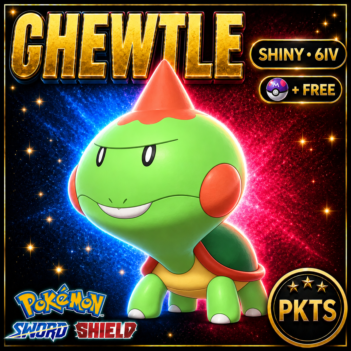 Shiny Chewtle Pokémon Sword Shield 6IV PKTS Image 1