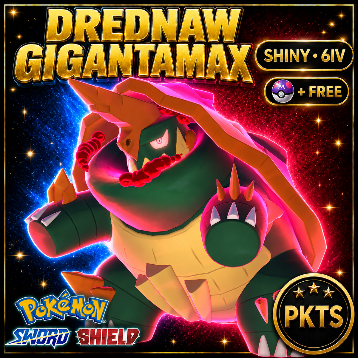 Shiny Drednaw Gigantamax Pokémon Sword Shield 6IV PKTS Image 1