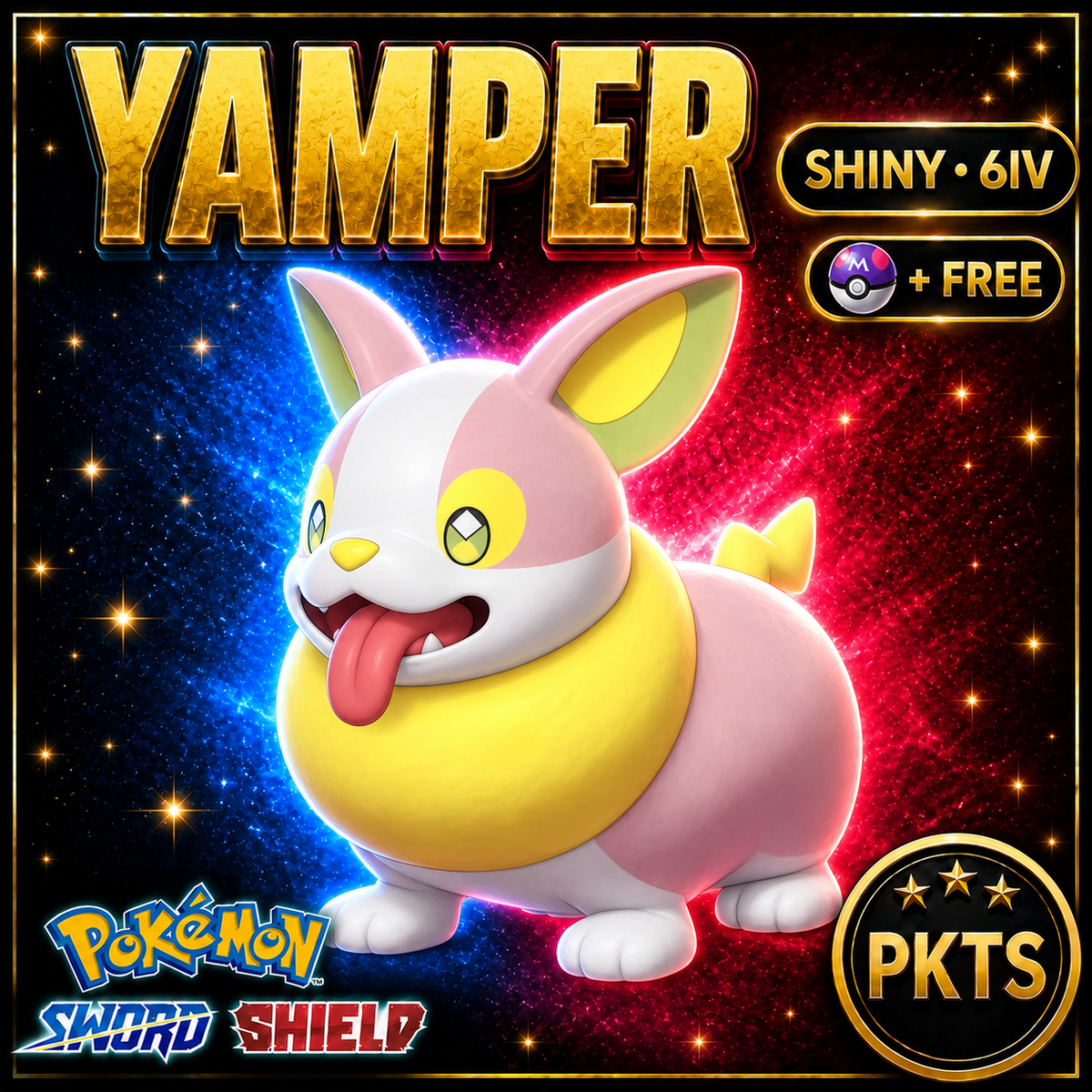 Shiny Yamper Pokémon Sword Shield 6IV PKTS Image 1