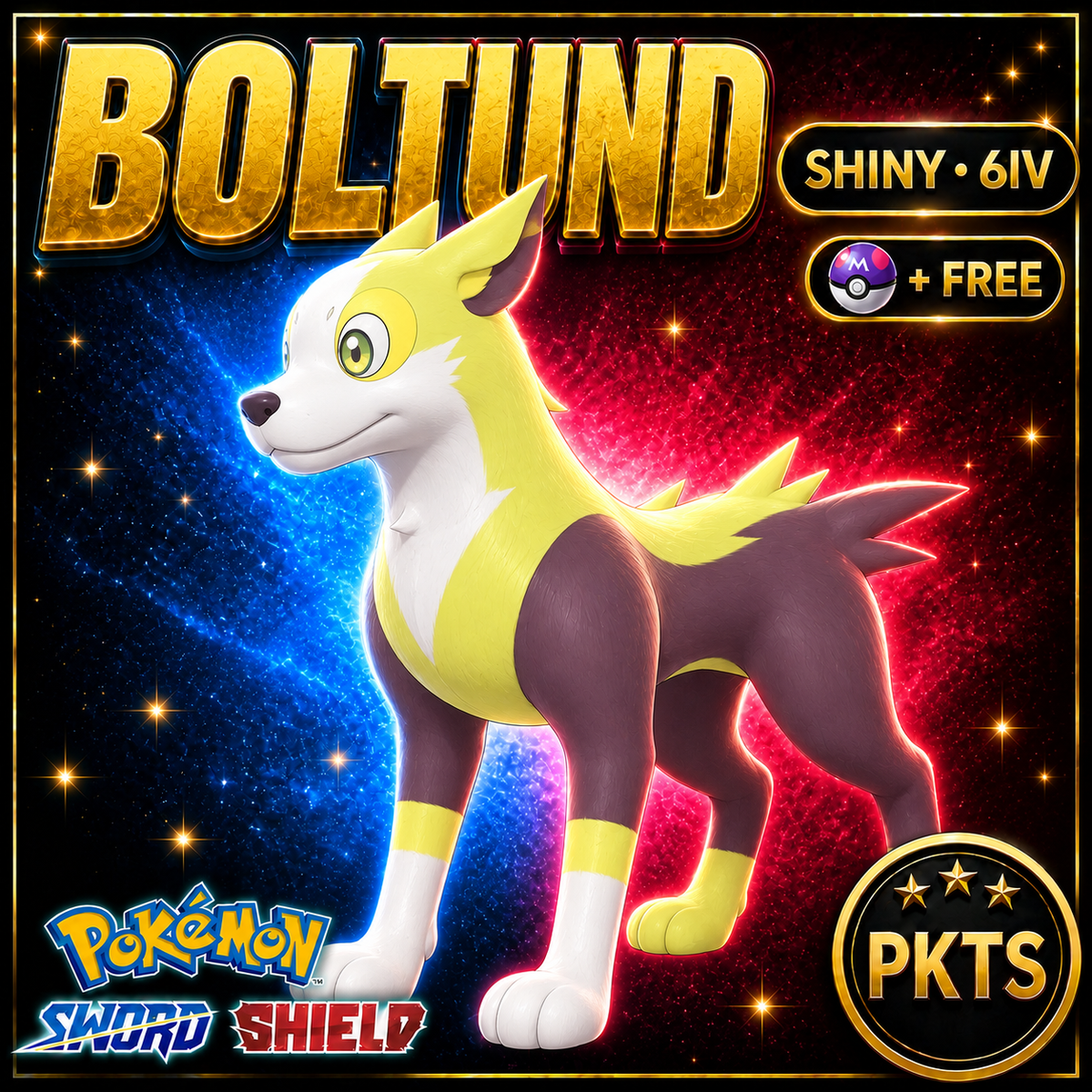Shiny Boltund Pokémon Sword Shield 6IV PKTS Image 1