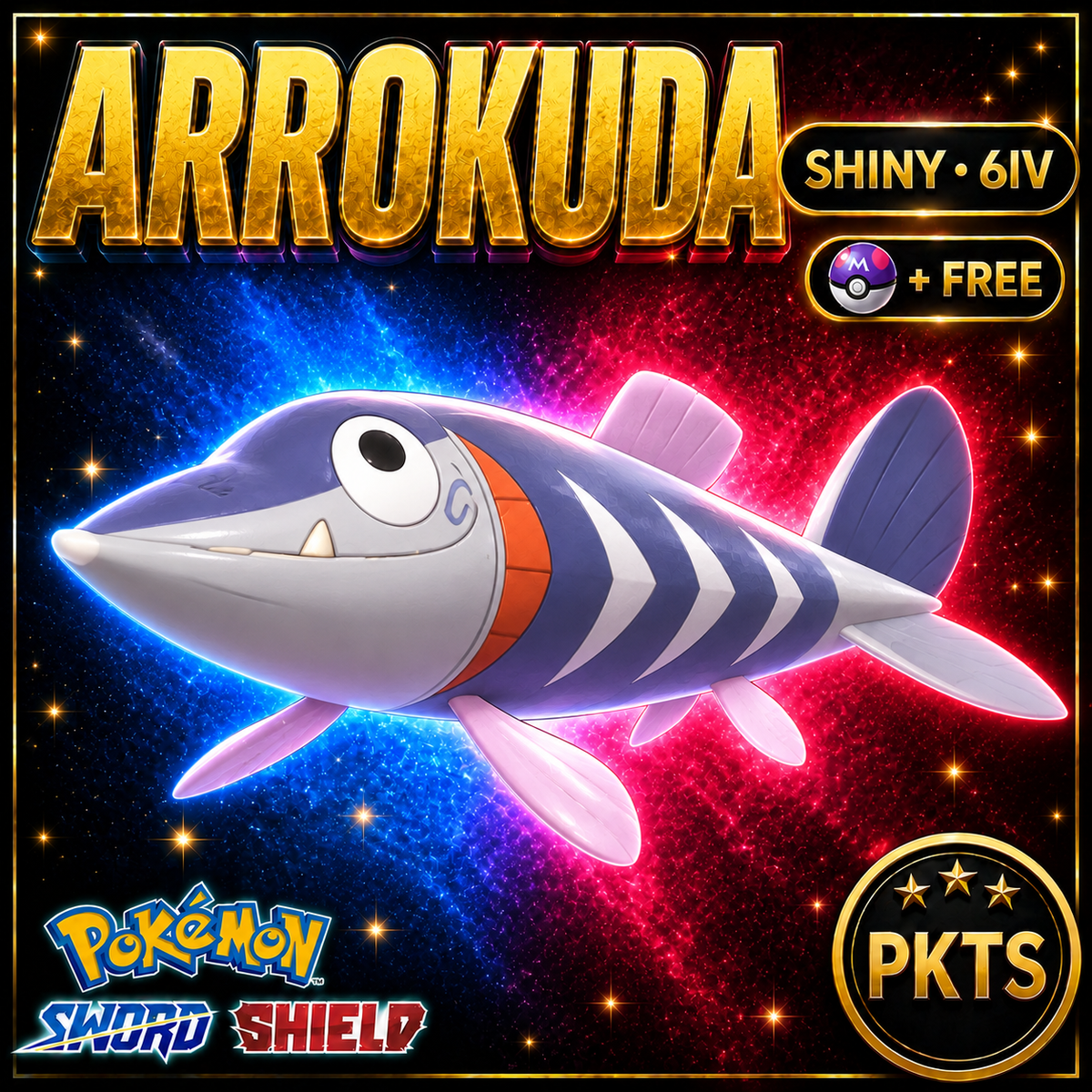 Shiny Arrokuda Pokémon Sword Shield 6IV PKTS Image 1
