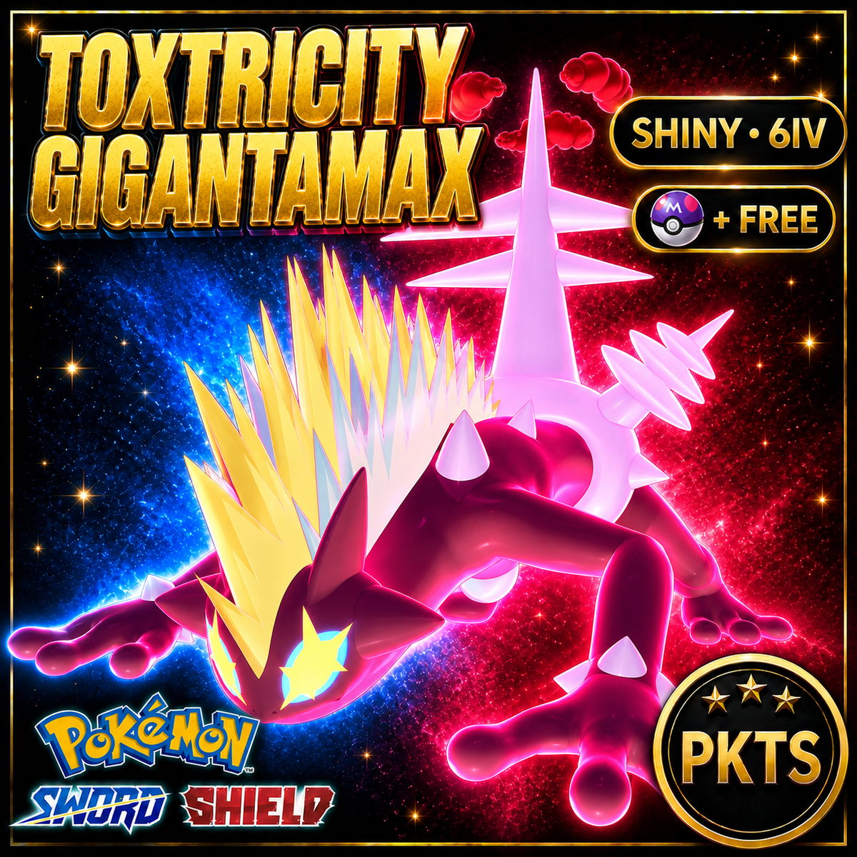Shiny Toxtricity Gigantamax Pokémon Sword Shield 6IV PKTS Image 1