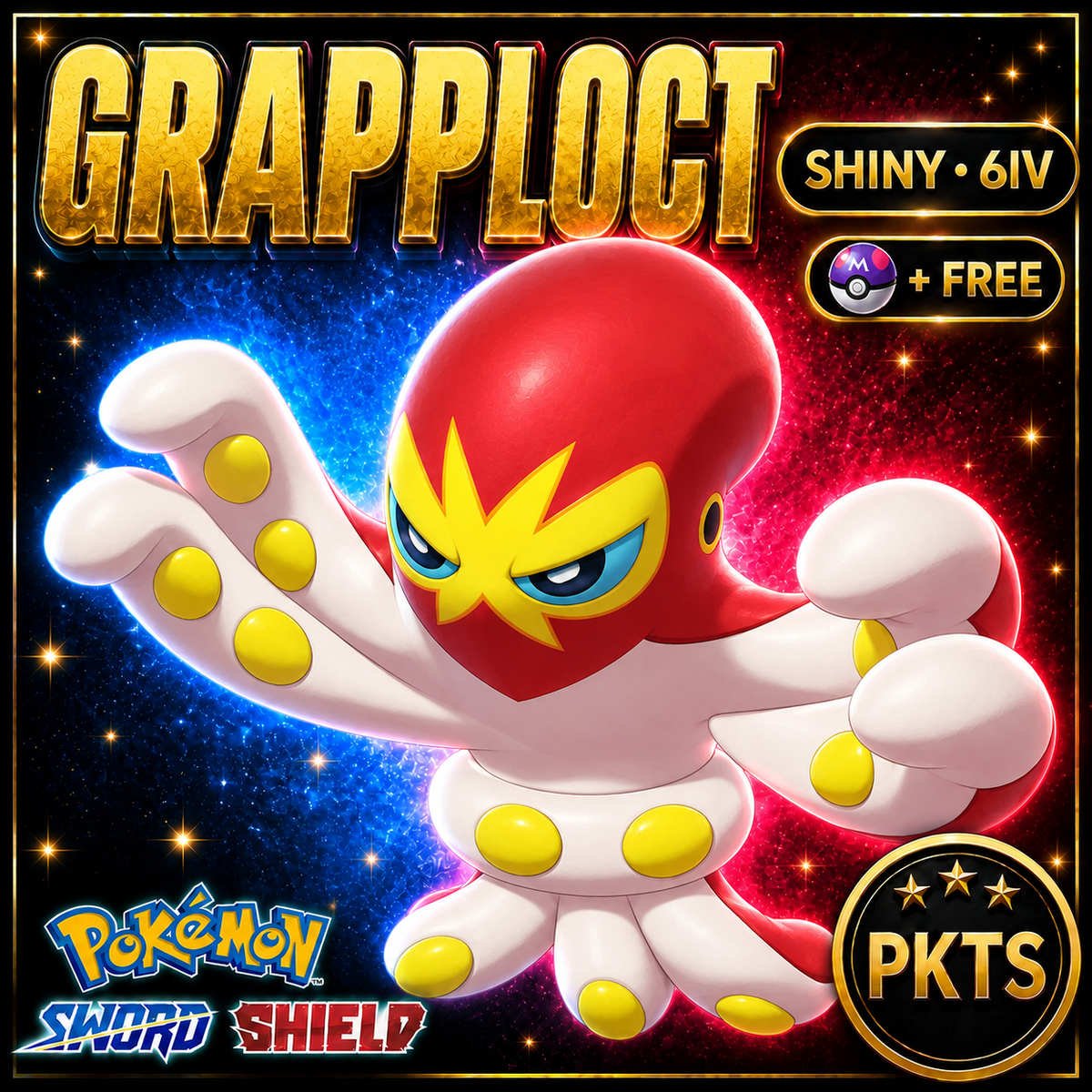 Shiny Grapploct Pokémon Sword Shield 6IV PKTS Image 1