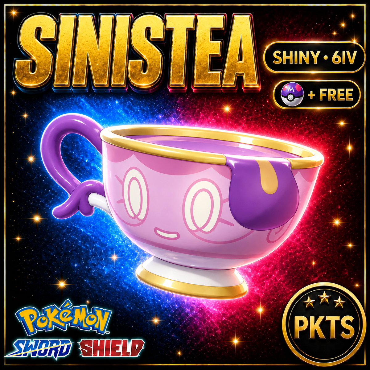 Shiny Sinistea Pokémon Sword Shield 6IV PKTS Image 1
