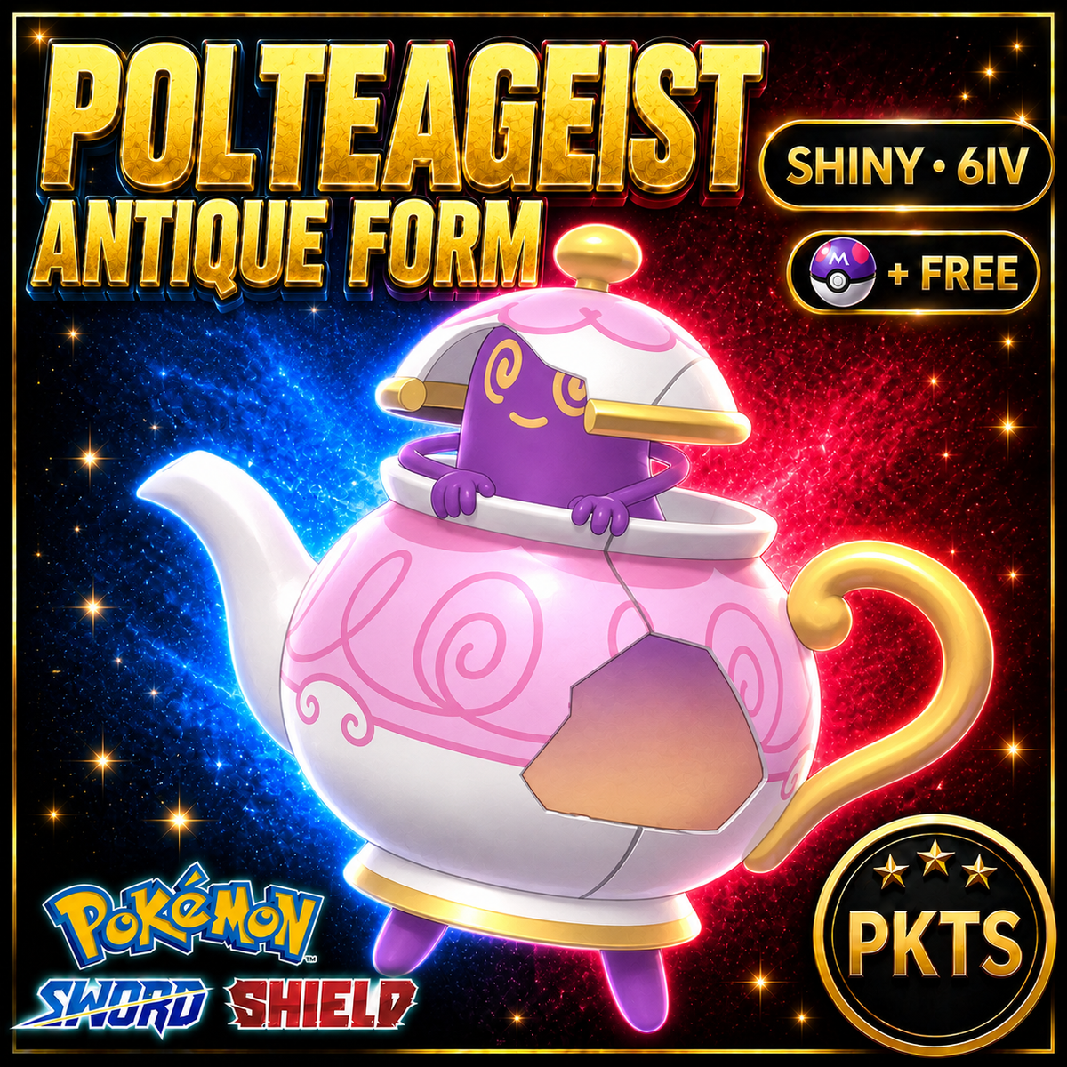 Shiny Polteageist Antique Form Pokémon Sword Shield 6IV PKTS Image 1