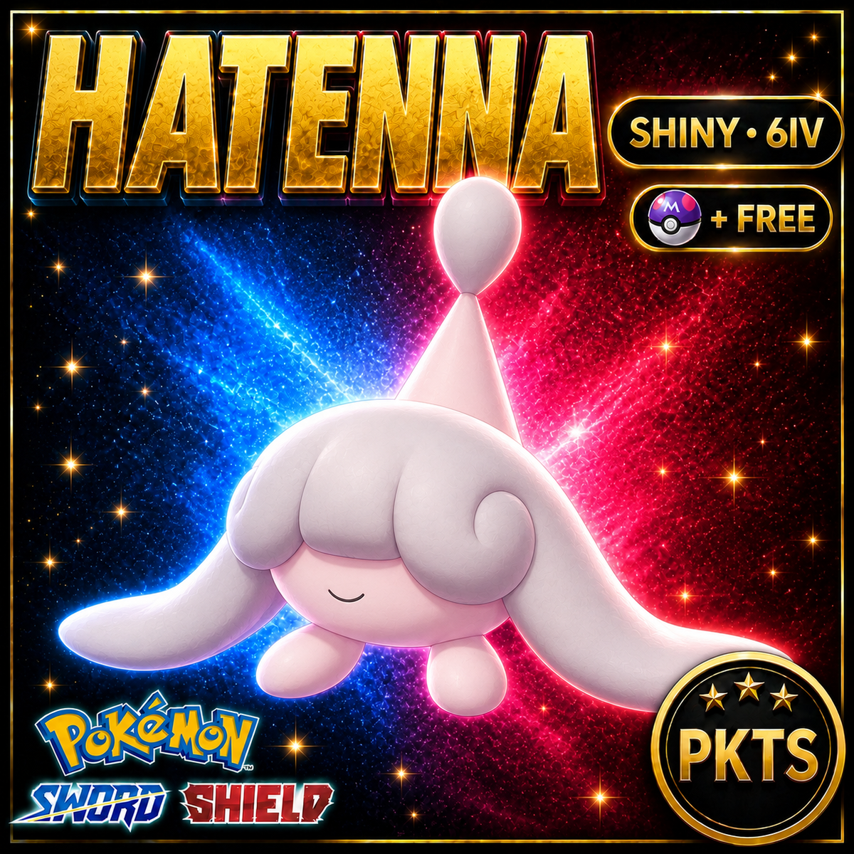 Shiny Hatenna Pokémon Sword Shield 6IV PKTS Image 1