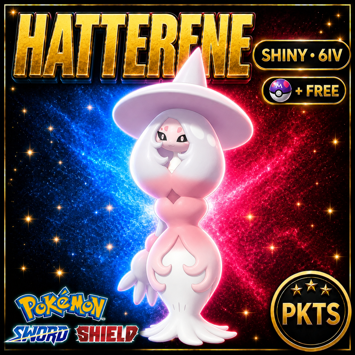 Shiny Hatterene Pokémon Sword Shield 6IV PKTS Image 1