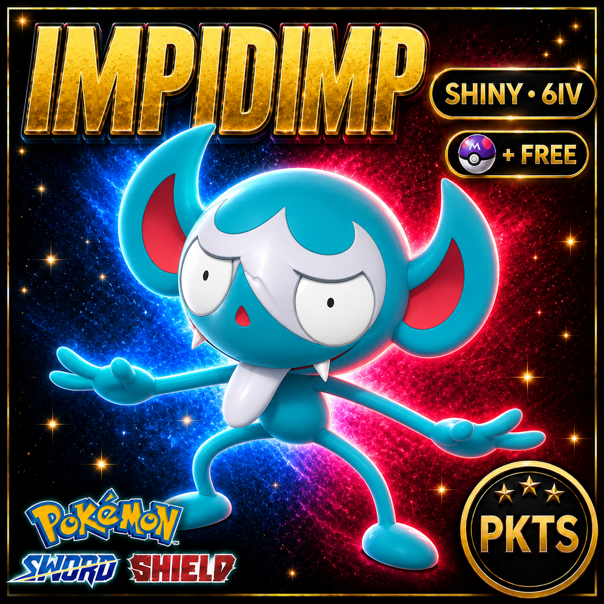 Shiny Impidimp Pokémon Sword Shield 6IV PKTS Image 1