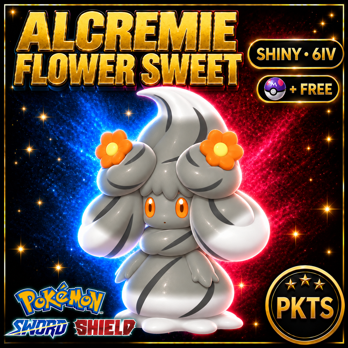 Shiny Alcremie Flower Sweet Pokémon Sword Shield 6IV PKTS Image 1