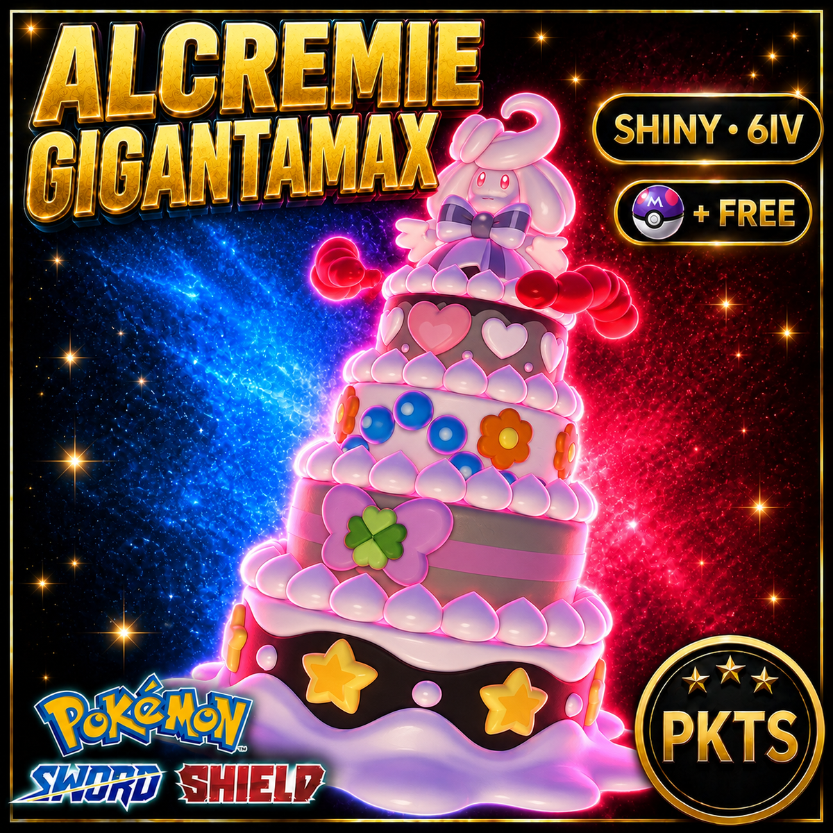 Shiny Alcremie Gigantamax Pokémon Sword Shield 6IV PKTS Image 1