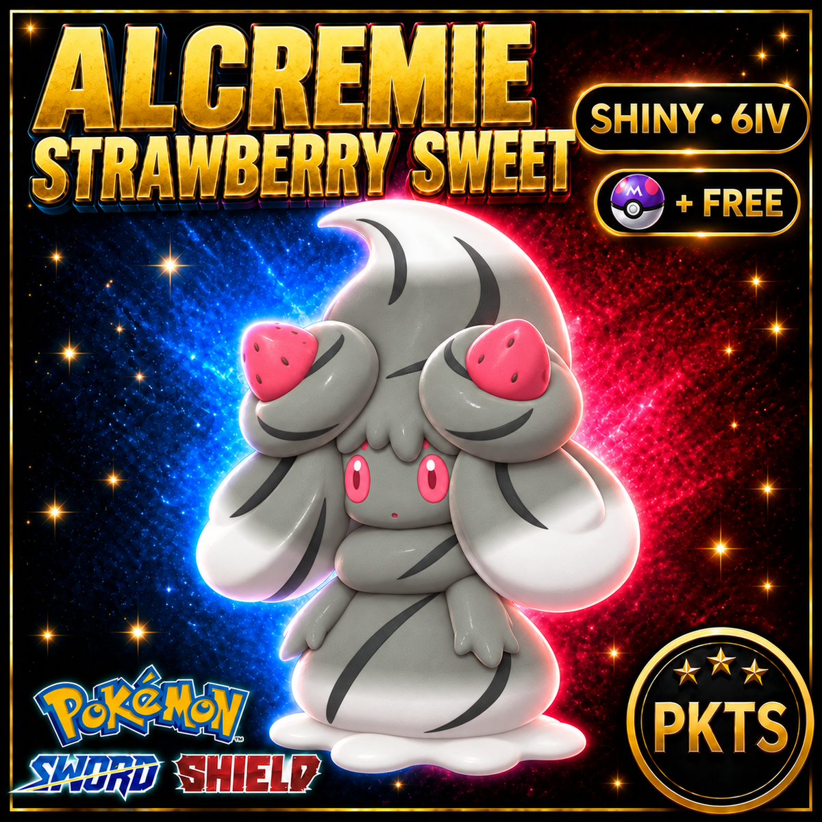 Shiny Alcremie Strawberry Sweet Pokémon Sword Shield 6IV PKTS Image 1