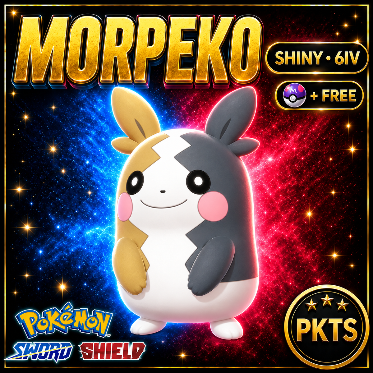 Shiny Morpeko Pokémon Sword Shield 6IV PKTS Image 1