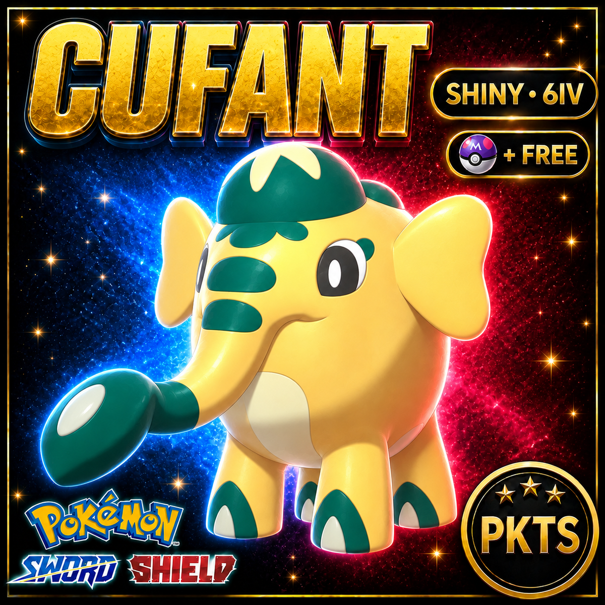 Shiny Cufant Pokémon Sword Shield 6IV PKTS Image 1