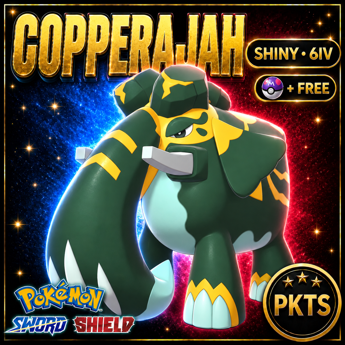 Shiny Copperajah Pokémon Sword Shield 6IV PKTS Image 1