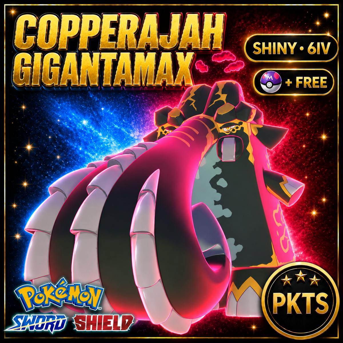 Shiny Copperajah Gigantamax Pokémon Sword Shield 6IV PKTS Image 1