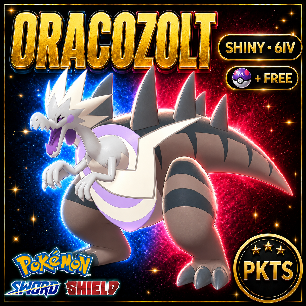 Shiny Dracozolt Pokémon Sword Shield 6IV PKTS Image 1